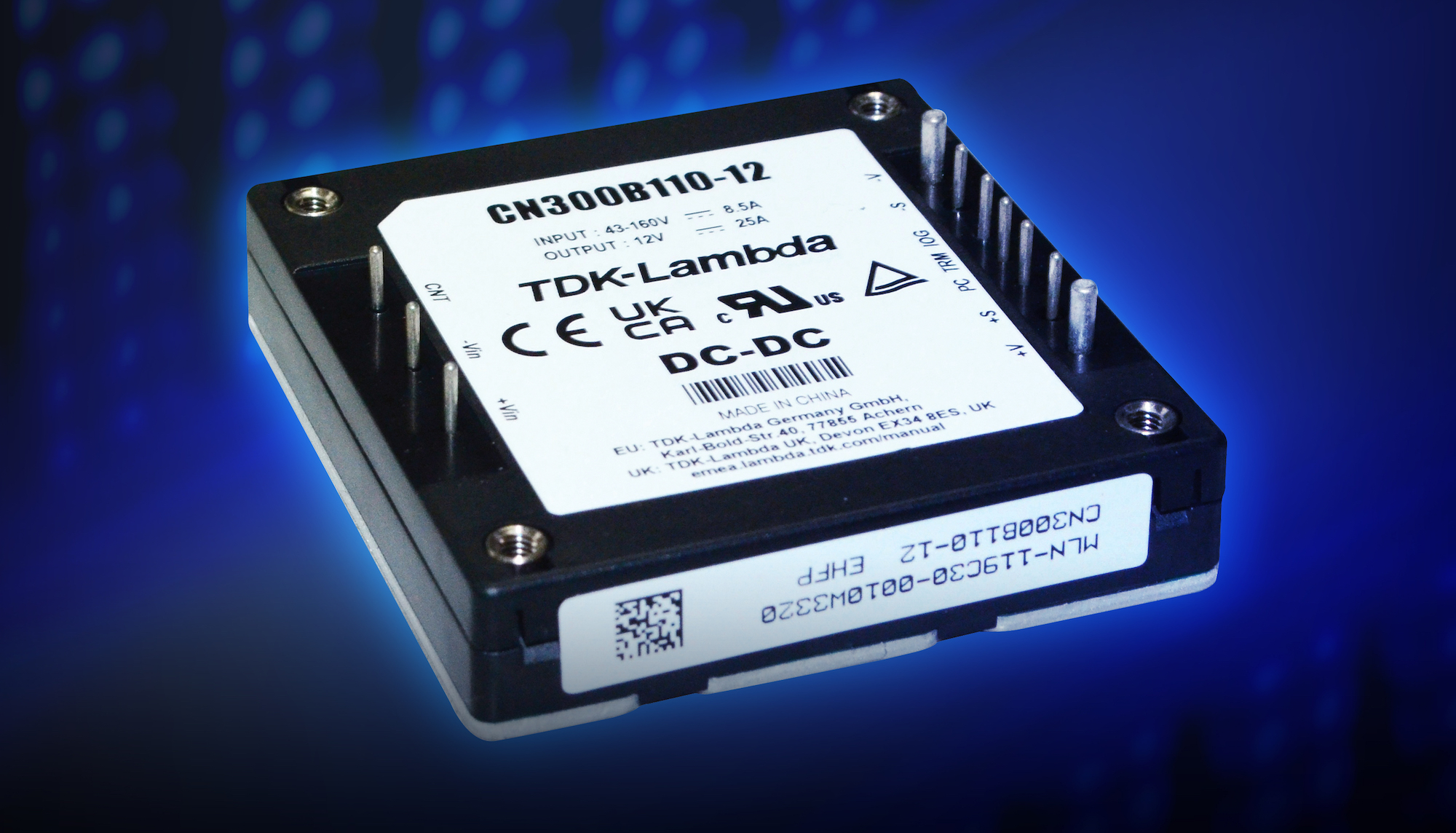 200W and 300W Half-Brick DC-DC Converters Have a 43 to 160Vdc Input for Railway Power Systems